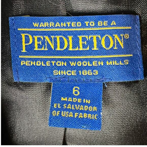 Vintage Pendleton 100% Virgin Wool Plaid Botton Front Mock Neck Jacket Size 6 - Picture 10 of 16